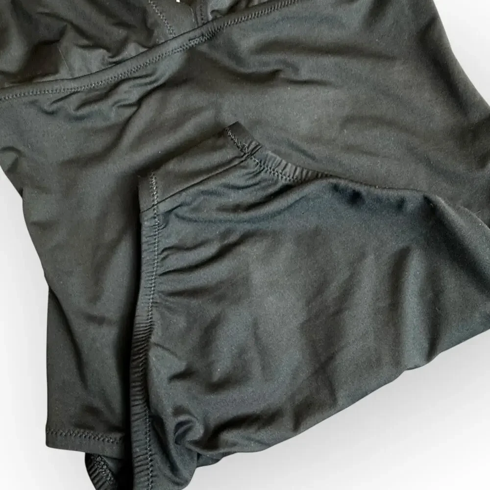 J. Crew Factory Black One-Piece Swimsuit with Scallop Trim
